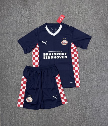 Adult Uniform 2025-2026 PSV Eindhoven Away Dark Blue Soccer Jersey Shorts Men's Football Kit