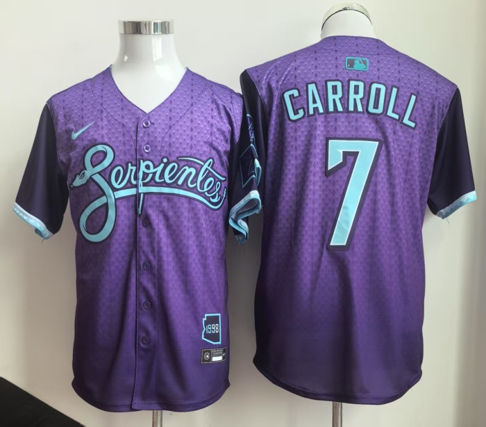City Edition 2025 Arizona Diamondbacks CARROLL 7 Purple MLB Jersey