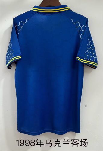 Retro Jersey 1998 Ukraine Away Blue Soccer Jersey Yellow Football Shirt