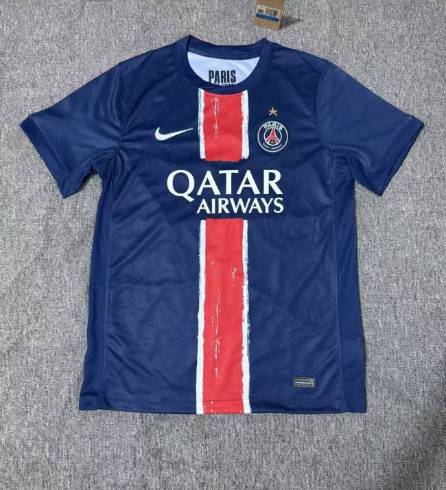 with the champions league star on Maillot PSG Fan Version 2024-2025 Paris Saint-Germain Home Soccer Jersey