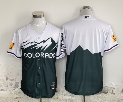2025 City Edition Colorado Rockies White/Green Cool Base Shirt Blank MLB Jersey