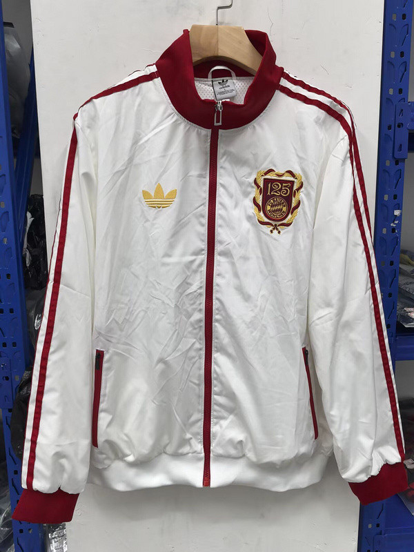 2025-2026 Bayern Munich 125th Anniversary White Soccer Windbreaker Jacket Football Jacket