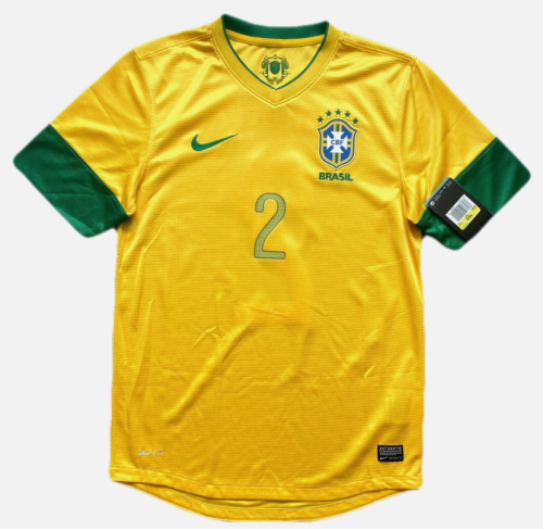 Retro Jersey 2012-2013 Brazil DANI ALVES 2 Home Soccer Jersey Vintage Brasil Camisetas de Futbol