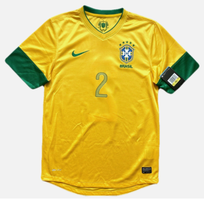 Retro Jersey 2012-2013 Brazil DANI ALVES 2 Home Soccer Jersey Vintage Brasil Camisetas de Futbol