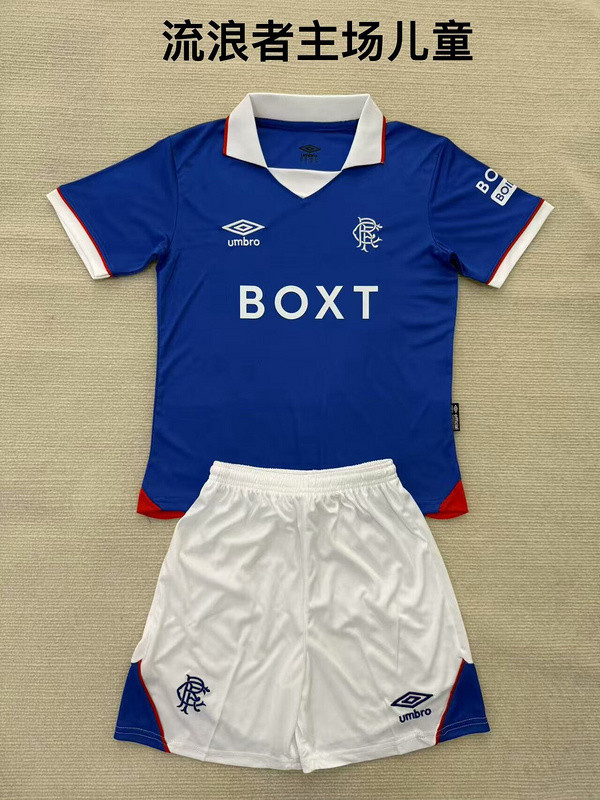 Youth Uniform Kids Kit 2025-2026 Rangers Home Soccer Jersey Shorts Child Football Set