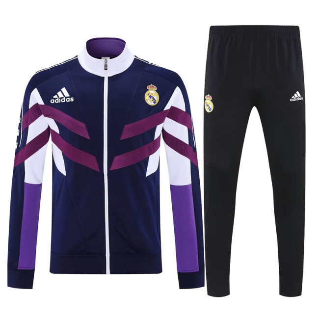 2025-2026 Real Madrid Dark Blue/Purple Soccer Training Jacket and Pants Football Tracksuit