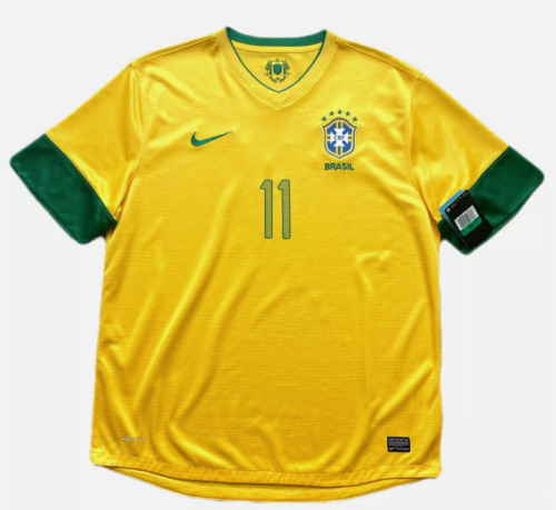 Retro Jersey 2012-2013 Brazil ROBINHO 11 Home Soccer Jersey Vintage Brasil Camisetas de Futbol