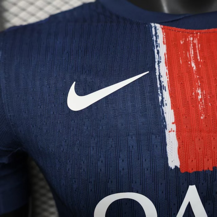 with the champions league star on Maillot PSG Player Version 2024-2025 Paris Saint-Germain Home Soccer Jersey