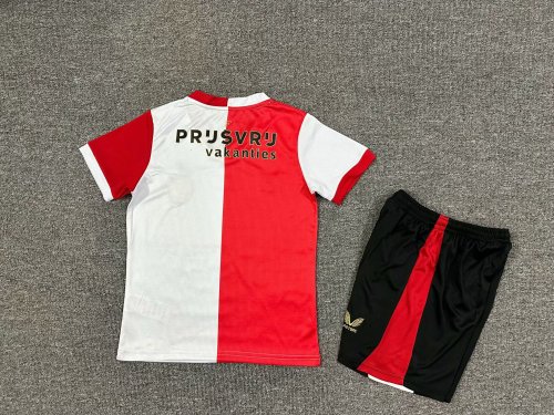 Youth Uniform Kids Kit 2025-2026 Feyenoord Rotterdam Home Soccer Jersey Shorts Child Football Set