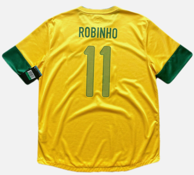 Retro Jersey 2012-2013 Brazil ROBINHO 11 Home Soccer Jersey Vintage Brasil Camisetas de Futbol