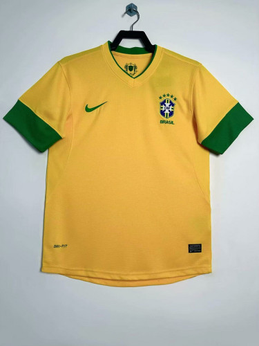 Retro Jersey 2012-2013 Brazil Home Soccer Jersey Vintage Brasil Camisetas de Futbol