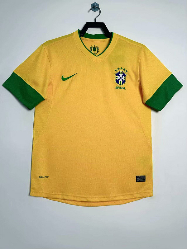 Retro Jersey 2012-2013 Brazil Home Soccer Jersey Vintage Brasil Camisetas de Futbol