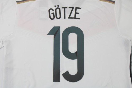 with 4 Stars Retro Jersey Germany 2014 World Cup GOTZE 19 Home Soccer Jersey Vintage Football Shirt