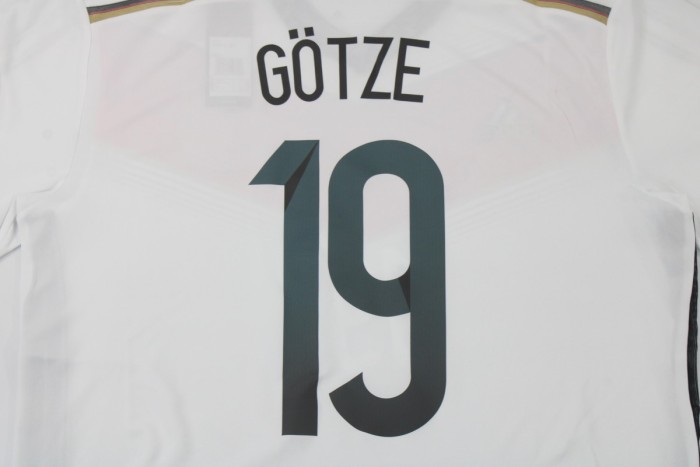 with 4 Stars Retro Jersey Germany 2014 World Cup GOTZE 19 Home Soccer Jersey Vintage Football Shirt