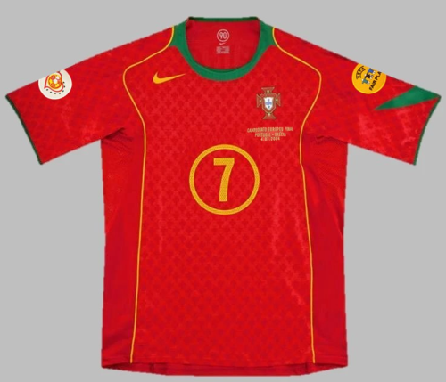 with Front Lettering+Euro Patch Retro Jersey 2004 Portugal FIGO 7 Home Soccer Jersey
