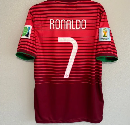 with World Cup Patch Retro Jersey 2014 Portugal RONALDO 7 Home Soccer Jersey Vintage Football Shirt