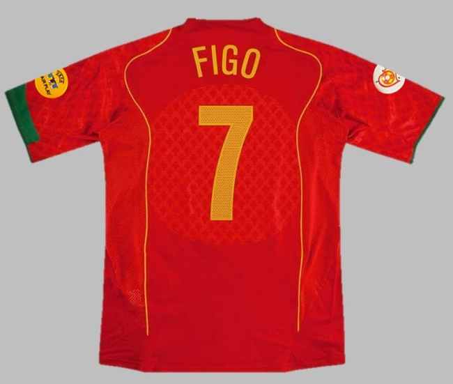 with Front Lettering+Euro Patch Retro Jersey 2004 Portugal FIGO 7 Home Soccer Jersey
