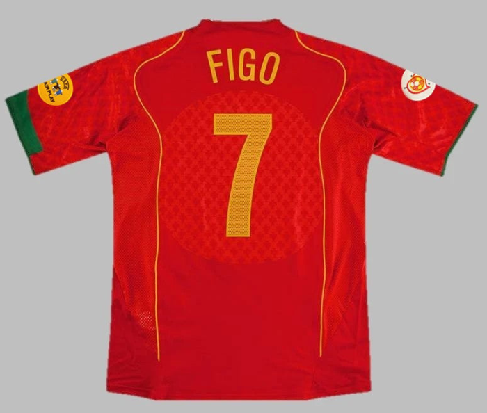 with Front Lettering+Euro Patch Retro Jersey 2004 Portugal FIGO 7 Home Soccer Jersey
