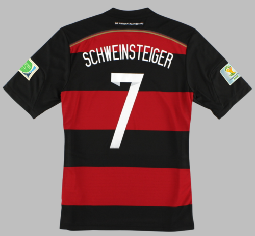 with Front Lettering+World Cup Patch Retro Jersey 2014 Germany SCHWEINSTEIGER 7 Away Black/Red Soccer Jersey Vintage Football Shirt