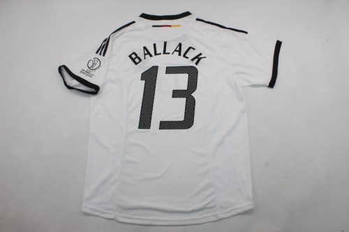 with World Cup Patch Retro Jersey 2002 Germany BALLACK 13 Home Soccer Jersey Vintage Football Shirt