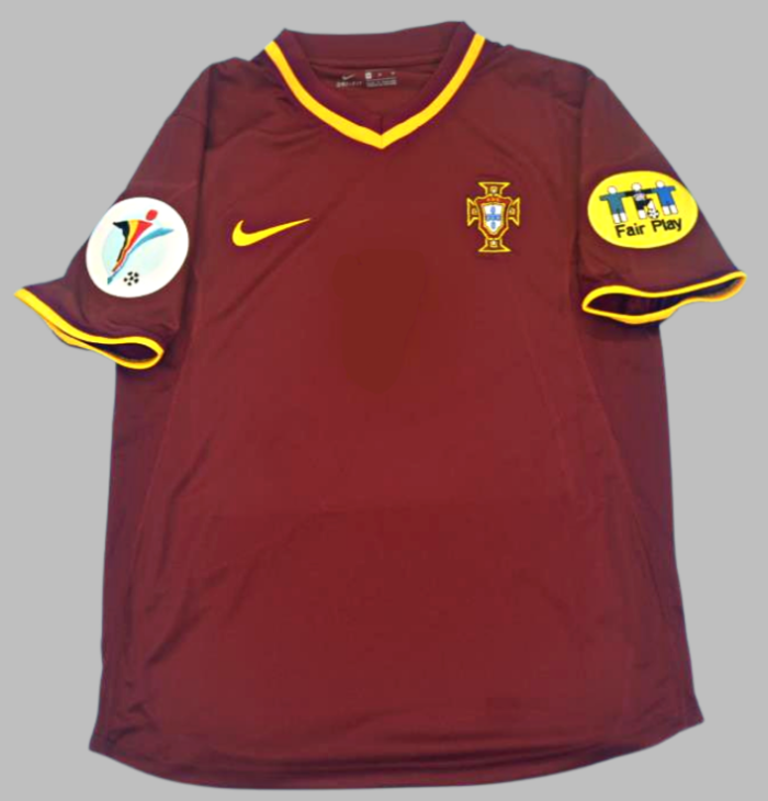 with Patch Retro Jersey 2000 Portugal Home Red Soccer Jersey Vintage Football Shirt