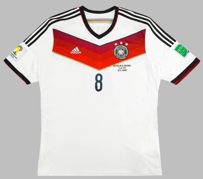 with Front Lettering+3 Stars+World Cup Patch Retro Jersey Germany 2014 OZIL 8 Home Soccer Jersey