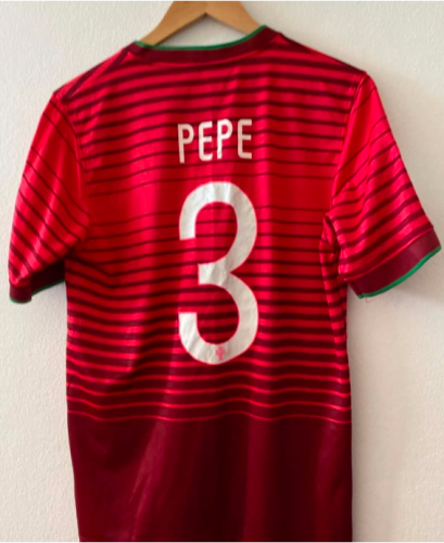 with World Cup Patch Retro Jersey 2014 Portugal PEPE 3 Home Soccer Jersey Vintage Football Shirt