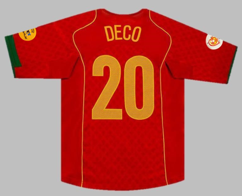 with Front Lettering+Euro 2006 Patch Retro Jersey 2006 Portugal DECO 20 Home Soccer Jersey