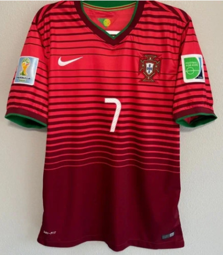 with World Cup Patch Retro Jersey 2014 Portugal RONALDO 7 Home Soccer Jersey Vintage Football Shirt