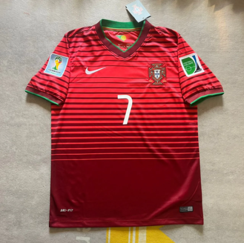 with World Cup Patch Retro Jersey 2014 Portugal Home Soccer Jersey Vintage Football Shirt