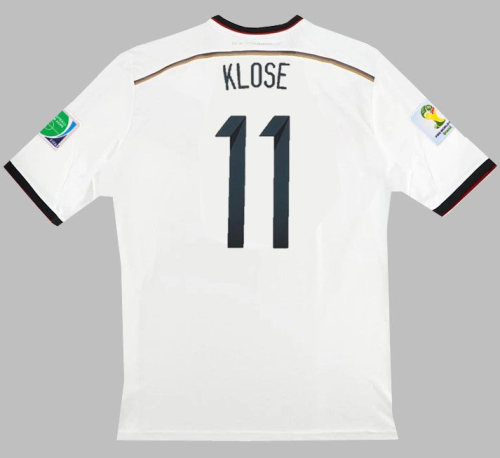 with Front Lettering+3 Stars+World Cup Patch Retro Jersey Germany 2014 KLOSE 11 Home Soccer Jersey Vintage Football Shirt