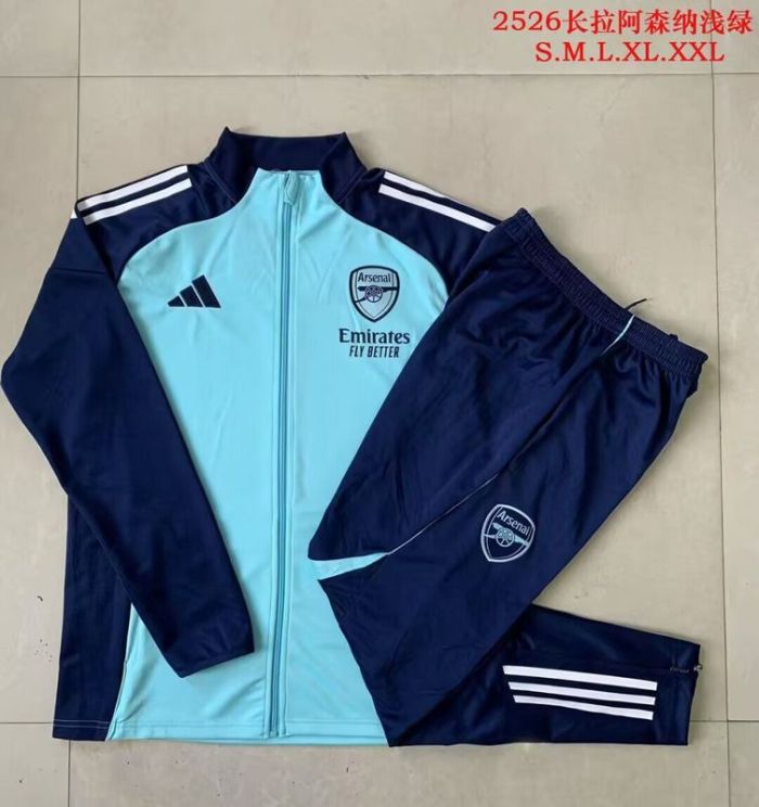 2025-2026 Arsenal Light Blue Soccer Training Jacket and Pants Football Tracksuit