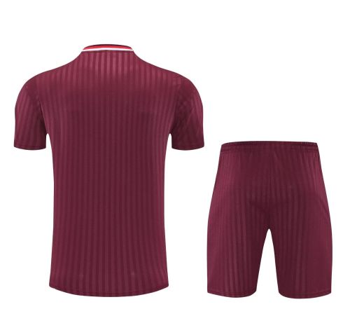 Adult Uniform 2025-2026 Bayern Munich Dark Red Soccer Training Shirt and Shorts Football Set
