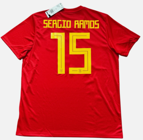 Retro Jersey 2018 World Cup Spain SERGIO RAMOS 15 Home Soccer Jersey Camiseta de España Football Shirt