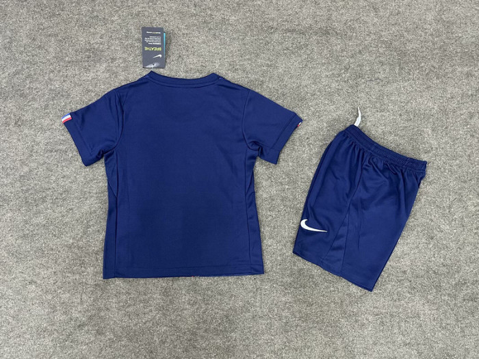 with one Star Youth Uniform Kids Kit 2025-2026 PSG Home Soccer Jersey Shorts Paris Child Football Set