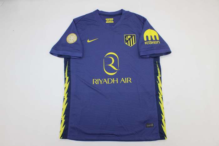 with FIFA 2025 WORLD CLUB CUP Patch Fan Version 2025-2026 Atletico Madrid Away Dark Blue Soccer Jersey Football Shirt
