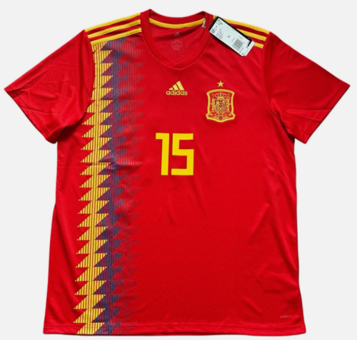 Retro Jersey 2018 World Cup Spain SERGIO RAMOS 15 Home Soccer Jersey Camiseta de España Football Shirt