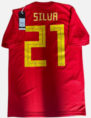 Retro Jersey 2018 World Cup Spain SILVA 21 Home Soccer Jersey Camiseta de España Football Shirt