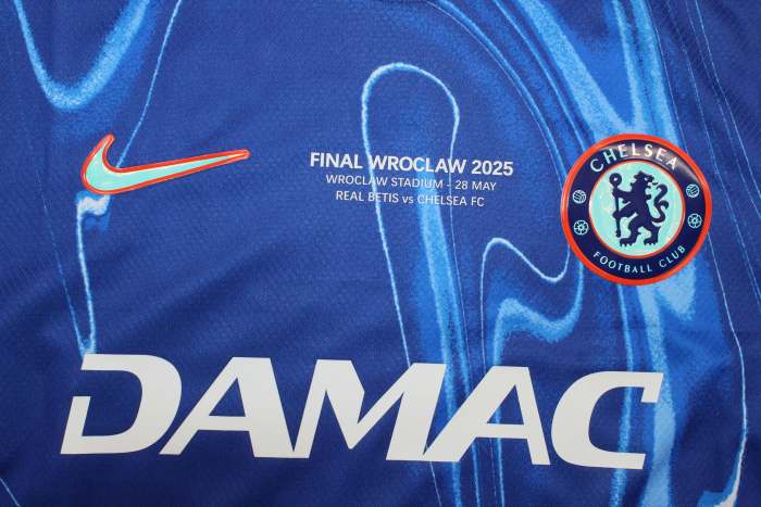 with Front Lettering+Europa Patch Fan Version 2024-2025 Chelsea Europa Final Home Soccer Jersey Football Shirt