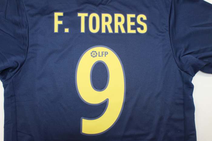 with LFP Patch Retro Jersey 2002-2003 Atletico Madrid F.TORRES 9 Away Dark Blue Soccer Jersey Vintage Football Shirt