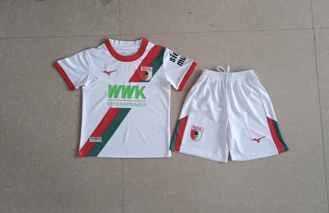 Youth Uniform Kids Kit 2025-2026 Augsburg Home Soccer Jersey Shorts Child Football Set