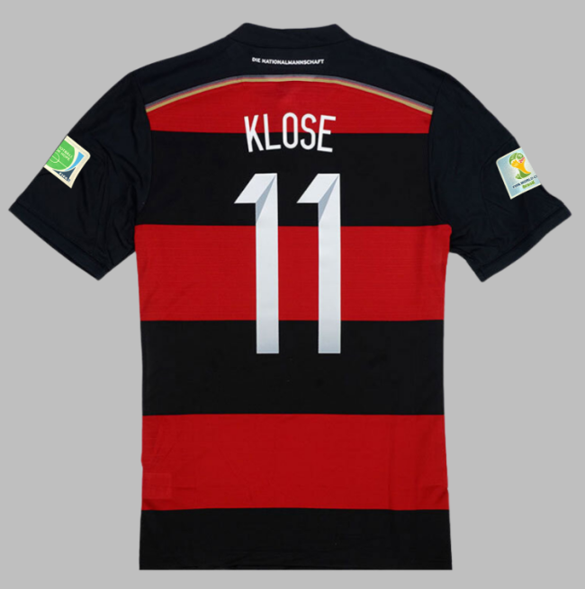 with Front Lettering+World Cup Patch Retro Jersey 2014 Germany KLOSE 11 Away Black/Red Soccer Jersey Vintage Football Shirt