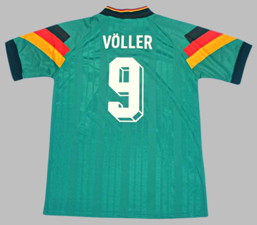 Retro Jersey 1992 Germany VOLLER 9 Away Green Soccer Jersey Vintage Football Shirt