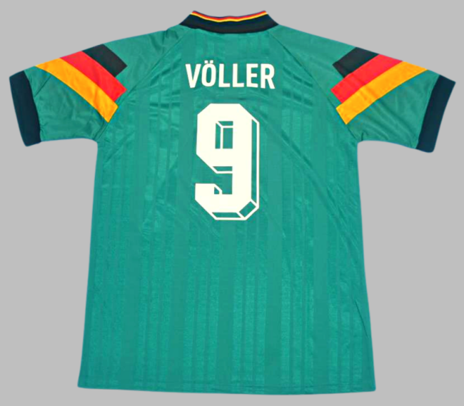 Retro Jersey 1992 Germany VOLLER 9 Away Green Soccer Jersey Vintage Football Shirt
