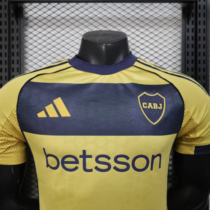Player Version 2025-2026 Boca Juniors Away Yellow Soccer Jersey Football Shirt