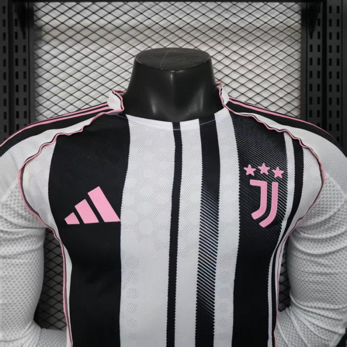 Long Sleeve Maillot Juve Shirt Player Version Juventus 2025-2026 Home Soccer Jersey Football Shirt