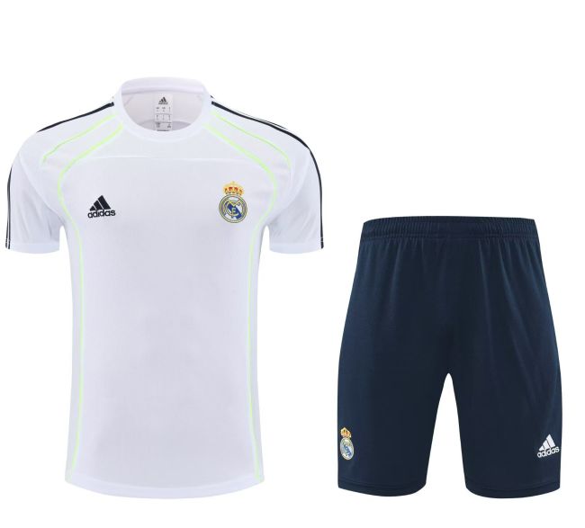 Adult Uniform 2025-2026 Real Madrid White Soccer Training Shirt and Shorts Football Set