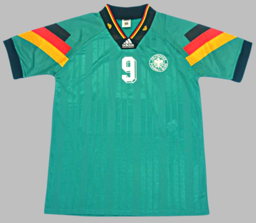 Retro Jersey 1992 Germany VOLLER 9 Away Green Soccer Jersey Vintage Football Shirt