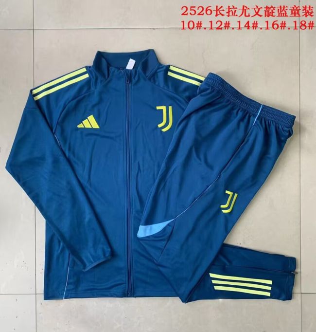 Youth 2025-2026 Juventus Dark Blue Soccer Training Jacket Football Jacket and Pants