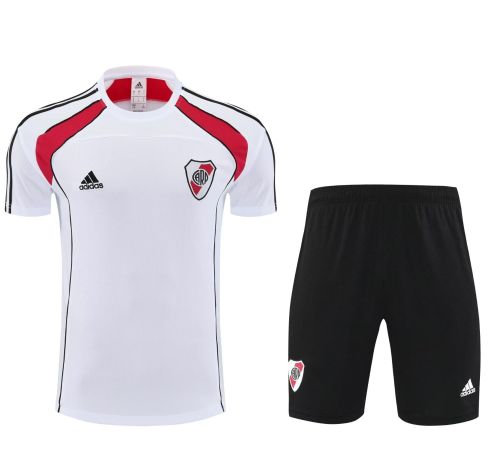 Adult Uniform 2025-2026 River Plate White Soccer Training Shirt and Shorts Football Set